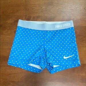 Nike Pro Blue and White Dotted Shorts